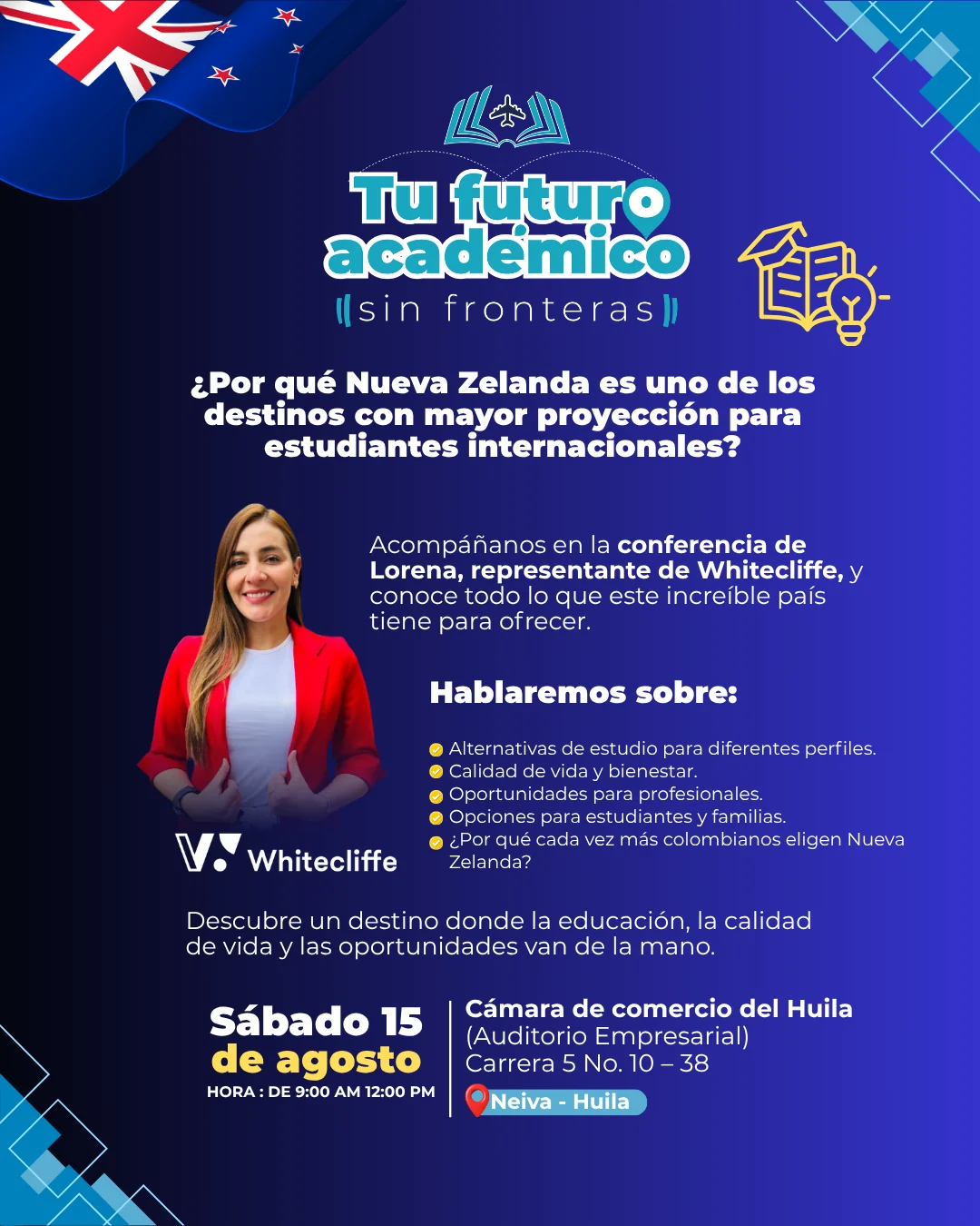 Afiche Nueva Zelanda, Tu futuro académico sin fronteras